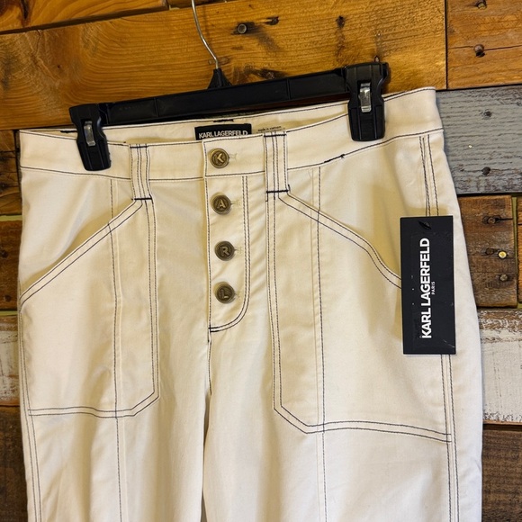 NWT KARL LAGERFELD Contrast Trim Wide Leg Coordinating Pants - Picture 9 of 10